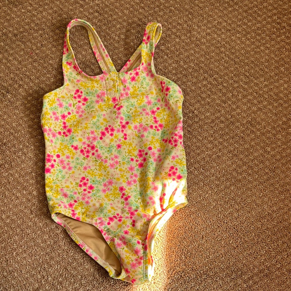 Old Navy Kids Floral Swimsuit - Pink and Yellow